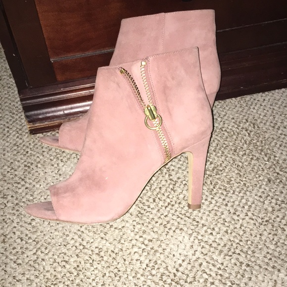 JOIE REAL SUEDE BLUSH COLOR PEEP TOE LEATHER SOLED EUC BOOTIES WORN 1x size eu40 - Picture 9 of 13